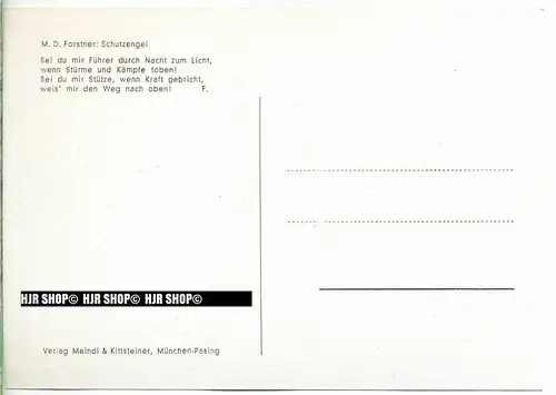 „ Schutzengel, M.D. Forstner“   um 1930/1940,  Ansichtskarte