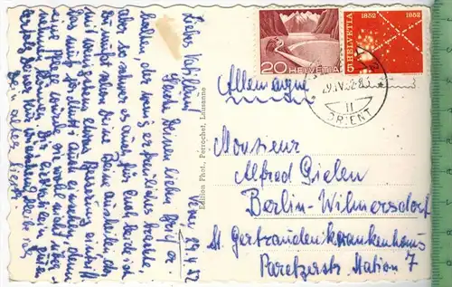 Vevey, Hotel des Trois Courronnes1952, Verlag: --------; Postkarte, Frankatur,  Stempel,      Maße: 14  x 9 cm