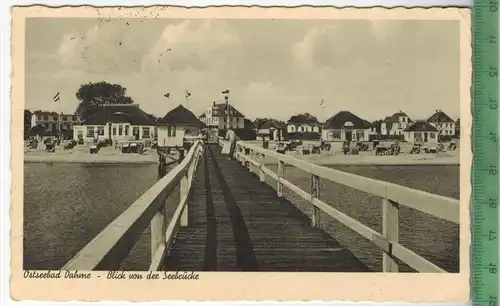 Ostseebad Dahme; Blick von der Seebrücke 1938, Verlag: --------; Postkarte, Frankatur,  Stempel, DAHME 13.8.38