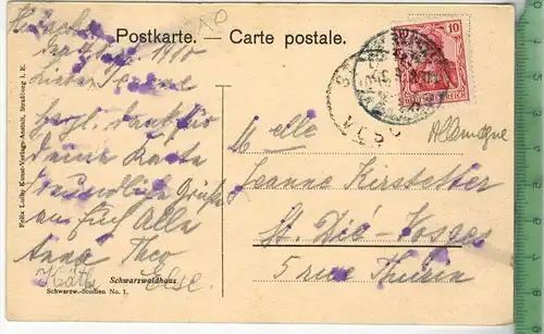 Schwarzwaldhaus, 1910, Verlag: --------; Postkarte, Frankatur,  Stempel,    Maße: 14  x 9 cm, Erhaltung: I-II,