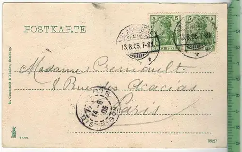 Blankenese a. d. Elbe, Süllberg, 1905, Verlag: Glückstadt & Münden, Hamburg ,  Postkarte, Frankatur,  Stempel,