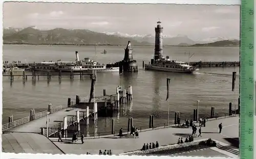 Lindau im Bodensee-Hafeneinfahrt 1959, Verlag: --------, POSTKARTE, Frankatur,  Stempel, LINDAU 11.3.59