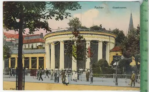 AACHEN; EISENBRUNNEN, 1912, Verlag: -------, POSTKARTE, Frankatur,  Stempel, HERBESTHAL  7.12.12, Erhaltung: I-II,