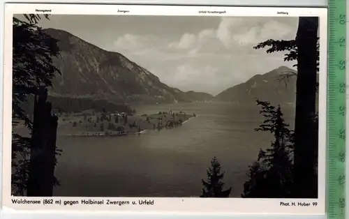 Walchensee gegen Halbinsel Zwergern u. Urfeld 1955, Verlag: --------, POSTKARTE, Frankatur,  Stempel, Erhaltung: I-II,