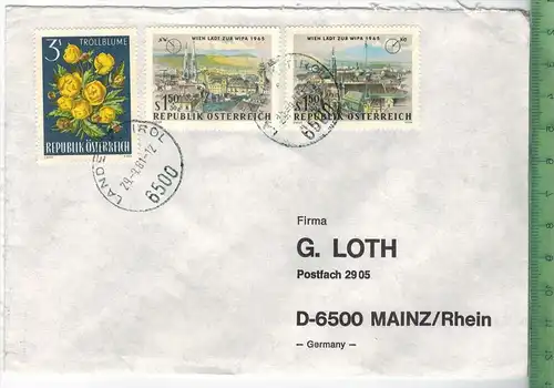 Brief gelaufen, Rep. Österreich, mit MiF.  29.9.81Erhaltung  gut