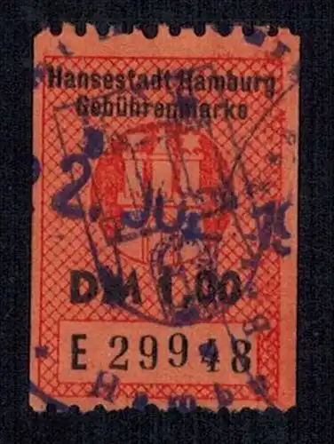 Hansestadt-Hamburg- Gebührenmarke DM 1,00