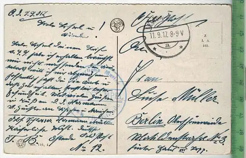 Ostende -1917-,Verlag. --------, FELD- POSTKARTE  ohne Frankatur, mit Stempel, gelaufen!! 11.9.17, Erhaltung: I-II,