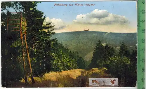 Fichtelberg von Westen(1214 m) -1931-, Verlag. W. Vogel, Schwarzenberg, POSTKARTE  mit Frankatur, mit Stempel