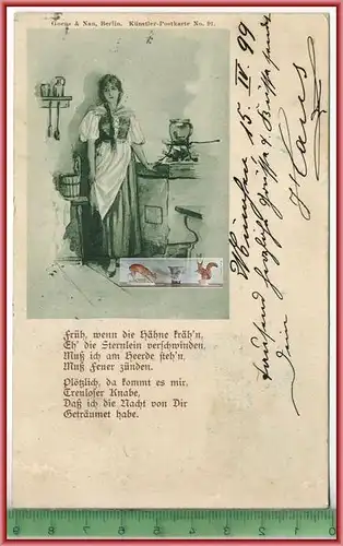 Künstler-Postkarte Nr. 91 -1899-, Verlag: Goen&;Nau, Berlin, POSTKARTE  mit Frankatur, mit Stempel, 15.April.1899