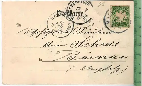 Künstler-Postkarte Nr. 91 -1899-, Verlag: Goen&;Nau, Berlin, POSTKARTE  mit Frankatur, mit Stempel, 15.April.1899