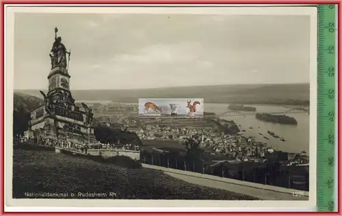 Nationaldenkmal b. Rüdesheim, Verlag: Fritz Wagner, Heimbach-Weis,  POSTKARTE, Erhaltung: I-II, unbenutzte Karte