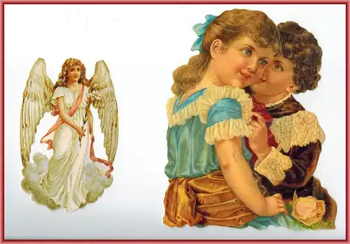 Oblaten, Kinder und Engel, Maße: 16 x 12,5 cm, 11 x 7 cm, Zustand: sehr gut