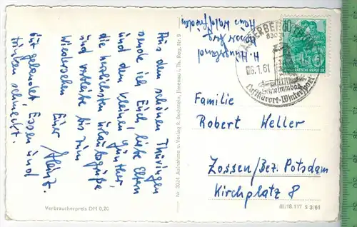 Tiefer Winter in Massaberg-Blick zum Waldfrieden-1961 - Verlag: R. Bechstein, Ilmenau, POSTKARTE mit Frankatur,