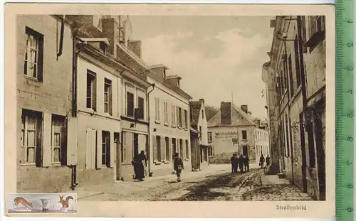 Neufchatel. Straßenbild-1918-, Verlag: Dr. Trenkler & Co., Leipzig, FELD-  POSTKARTE ohne Frankatur, mit Stempel,