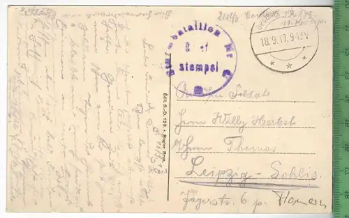 Andenarde l Ecluse-1917-, Verlag: Rogier, Brux,, FELD- POSTKARTE ohne Frankatur, mit Stempel  18.9.17,  Erhaltung: I-II