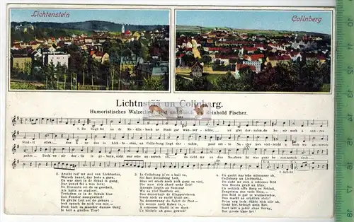 Liederkarte, Lichtnstää un Collnberg-  1914 -Verlag: Eugen Berthold, Callnberg-Lichtenstein,   Postkarte, mit Frankatur,