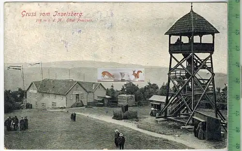 Gruss vom Inselsberg 1915 -Verlag: Löffler & Co., Greiz,  POSTKARTE mit Stempe, Preussischer Hof 20.AUG. 1915