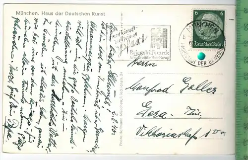 München, Haus der Deutschen Kunst 1940 Verlag: Hoffmann, München, Postkarte mit Frankatur  und Stempel, MÜNCHEN  2.8.40