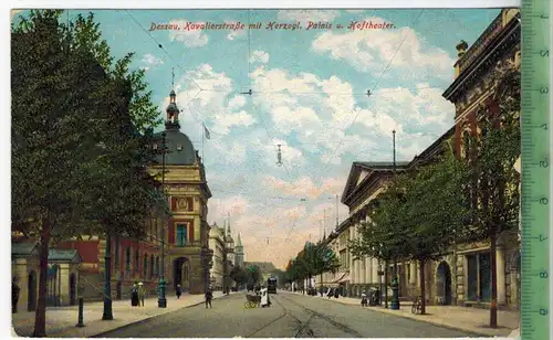 Dessau, Kavalierstrasse 1914 Verlag: -----,   Postkarte mit Frankatur  und Stempel, DESSAU  23.3.14 MIT BEFÖRDERUNGSSP.