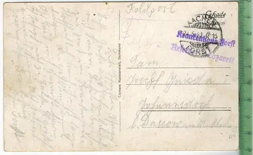 Bad Aachen.  Quellen - Hof Verlag: Cramers Kunstanstalt, Dortmund. FELD- Postkarte ohne Frankatur, mit Stempel  AACHEN