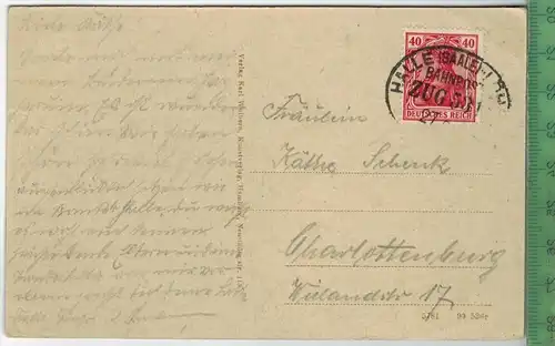 Bad Harzburg-Blick v. Butterberg, Verlag: Karl Wülbern, Hamburg, Postkarte mit Frankatur, mit Stempel  HALLE/SAALE ,