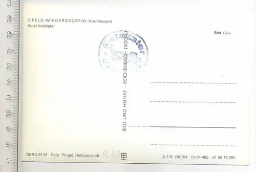 Ilfeld-Wiegersdorf, Hotel Nertzkater, Verlag: Bild und Heimat, Postkarte, Stempel Netzkater, Erhaltung: I –II