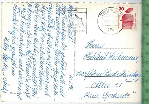 Bremen - Huchting  um 1970/1980 Verlag: J.H. Behrens, Bremen, Postkarte Mit Frankatur, mit Stempel, BREMEN