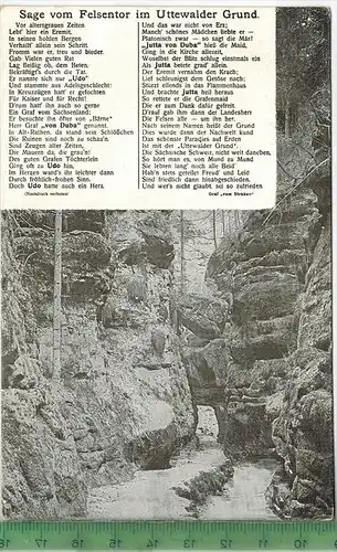 Sage vom Felsentor im Uttewalder Grund um 1930/1940 Verlag: Karl Liebner, Königstein , POSTKARTE Erhaltung: I-II Karte w