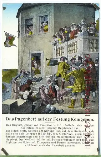 Das Pagenbett auf der Festung Königstein um 1900/1910, Verlag: Karl Liebner, Königstein Postkarte,  unbenutzte Karte ,