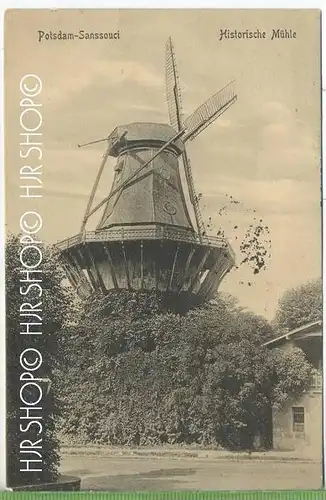 Potsdam-Sanssouci, Historische Mühle um 1910/1920 Verlag:, POSTKARTE,  ohne Frankatur, mit Stempel,