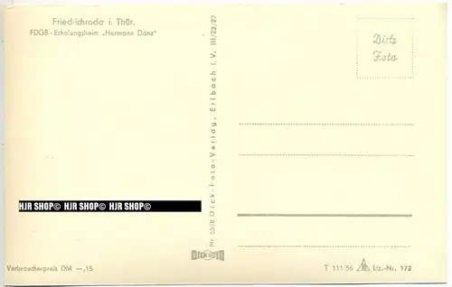 „Friedrichroda, FDGB-Erholungsheim, Hermann Danz“ um 1950/1960 ungebrauchte Karte