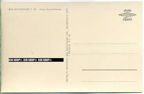 „ Bad Rothenfelde-Haus Sommerkamp“   um 1930/1940,  Ansichtskarte, ungebrauchte Karte