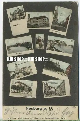 um 1910/1920  Antsichtskarte,  „Neuburg a. D.“ ohne Frankatur, mit Stempel,
