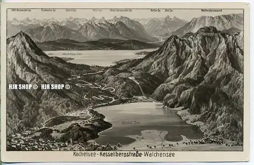 um 1930/1940 Ansichtskarte,  „Kochelsee“ mit Frankatur