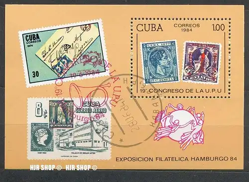 1984, Weltpostkongress Hamburg, BL. 83 Gest.