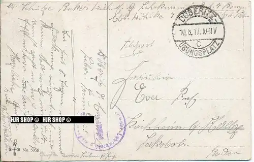 um 1910/1920 Ansichtskarte, Feldpost „ Ins Garn gegangen“ mit Stempel