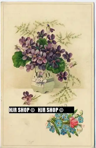 um 1910/1920 Ansichtskarte, Feldpost „ Blumen“ mit Stempel