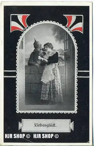 um 1910/1920 Ansichtskarte, FELDPOST  „ Liebesglück“ mit Stempel