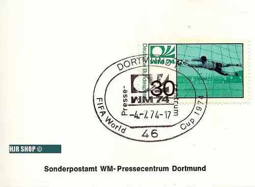 Sonderpostamt WM - Pressecentrum Dortmund, 4. 07. 1974