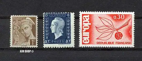 Frankreich 3 x Werte, 373**,711**,1521**