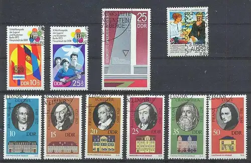 1973, Gedenkstätten Satz 6 w, 1856-61 gest., Weltfestspiele satz 2 W, 1829,1830 gest., Mahn u. Gedenkst. 1878 gest.,