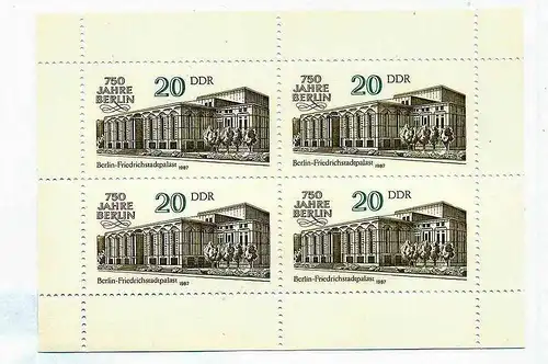 1987 17. Febr. 750 Jahre Berlin, Kleinbogen4(3078)**