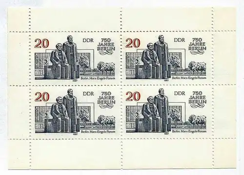 1987 17. Febr. 750 Jahre Berlin, Kleinbogen3(3077)**