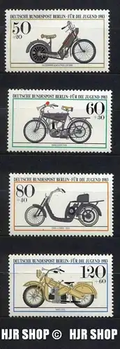 1983, Historische Motorräder, MiNr. 694-697**, Satz 4 W