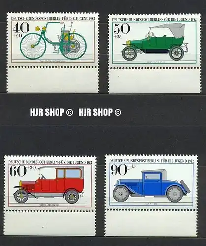 1982, Historische Kraftfahrzeuge, MiNr.606-663**, Satz 4W