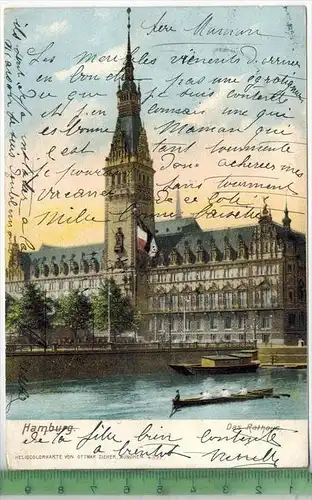 Hamburg, Das Rathaus, 1905  Verlag: -------, Postkarte, Frankatur,  Stempel,  HAMBURG 5.8.05