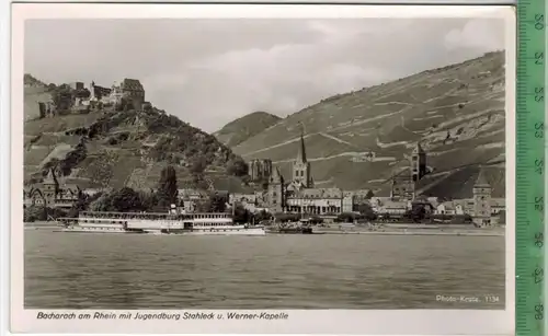 Bacharach am Rhein mit Jugendburg Stahleck u. Werner-Kapelle, Verlag: Bänisch u. Kratz, Köln,  Postkarte