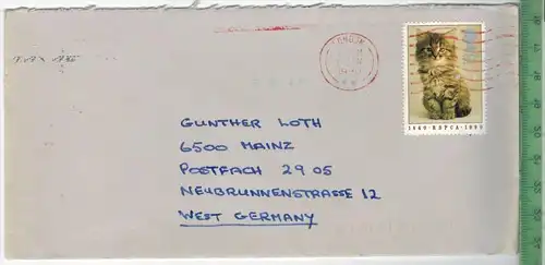 Bedarfsfrankatur, London 26.JAN. 1990EF Minr. Brief 18,3 x 9 cm, ohne Prüfung, ohne Oblogio.