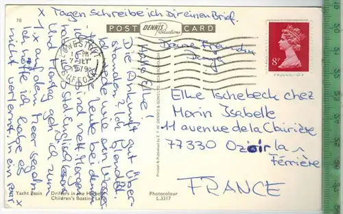 Lowestoft, Yacht Basin 1979, Verlag: ------------,  POSTKARTE, Frankatur,  Stempel, Erhaltung: I-II,