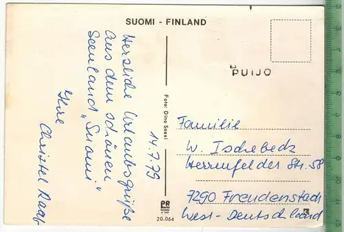 Suomi Finnland 1979, Verlag: -------,  POSTKARTE, Frankatur,  Stempel, Erhaltung: I-II, Karte